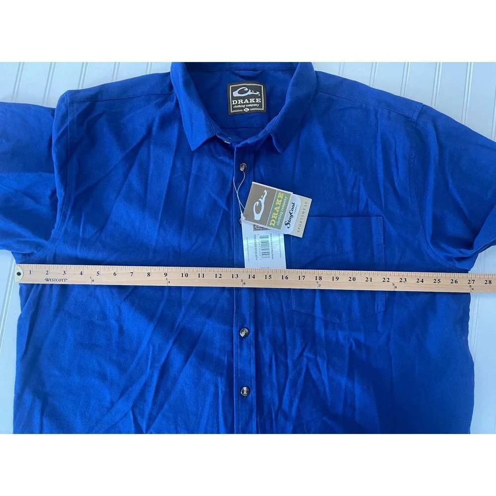 NWT Drake Clothing Co Mens Nevertuck Shirt SS Navy XL StayCool Cotton